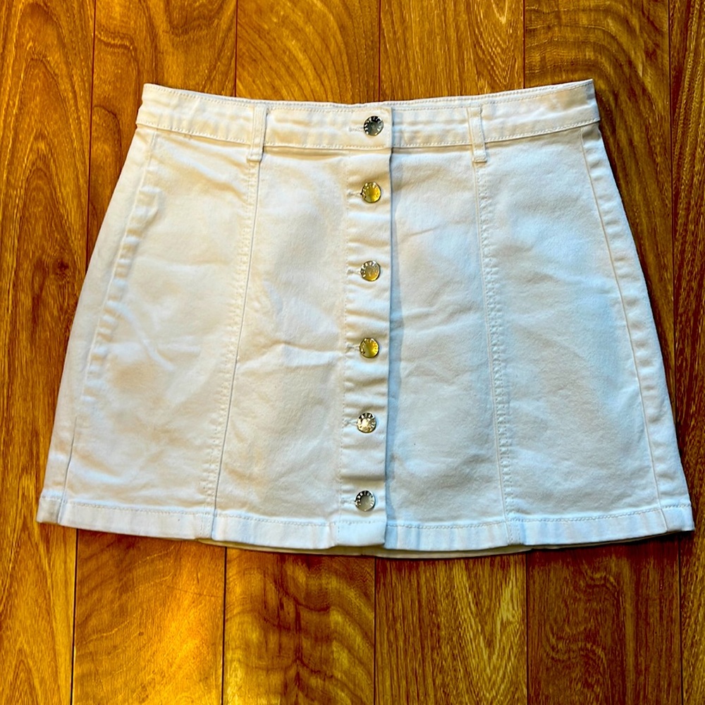 FOREVER 21 White Denim Button Down Skirt   Size  US31